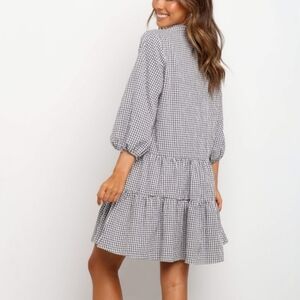 Petal & Pup Black and White Gingham Tiered Babydoll Dress